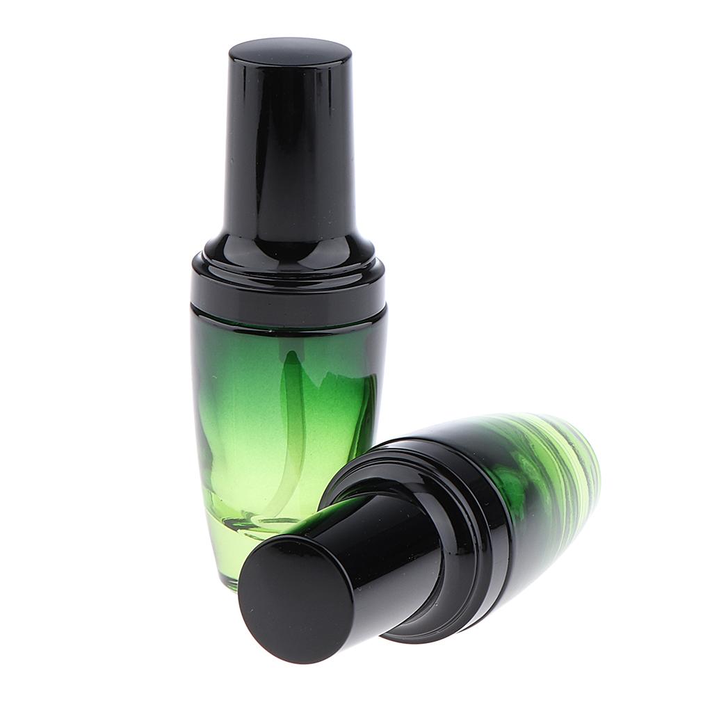 2x2x Empty Glass Makeup Container Face Cream Jars Pump Bottle Case for Travel 30ML