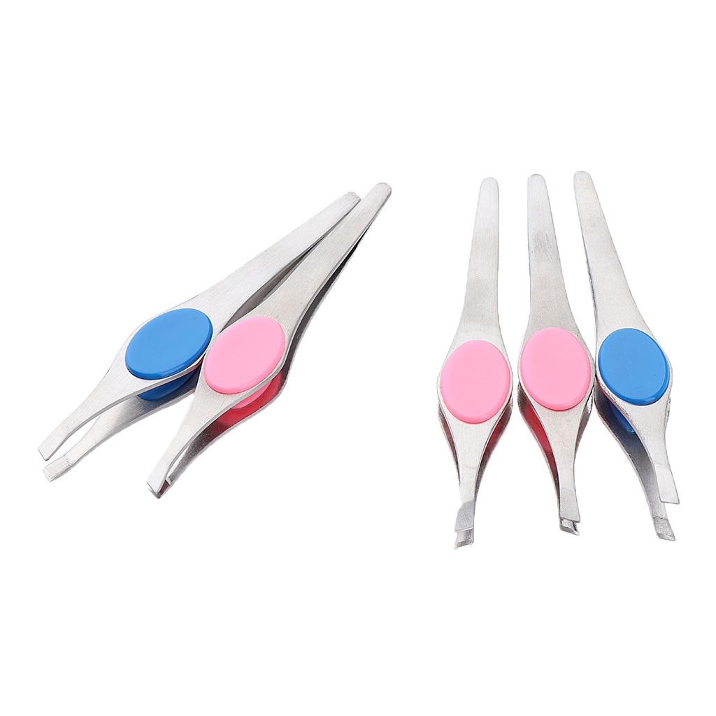 2x5x Stainless Slant Flat Tweezers for Eyebrow Shaping Facial Hair Removal 02