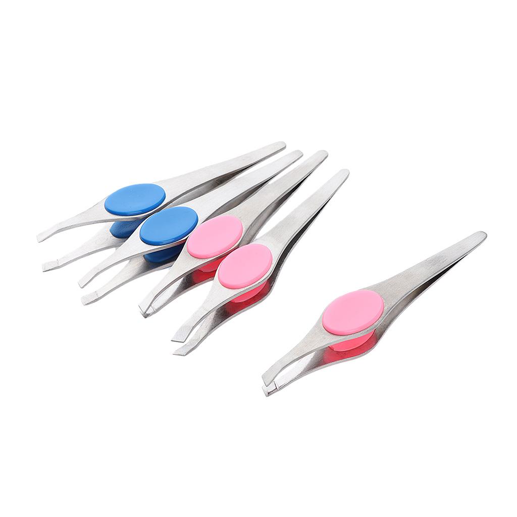 4x5x Stainless Slant Flat Tweezers for Eyebrow Shaping Facial Hair Removal 02