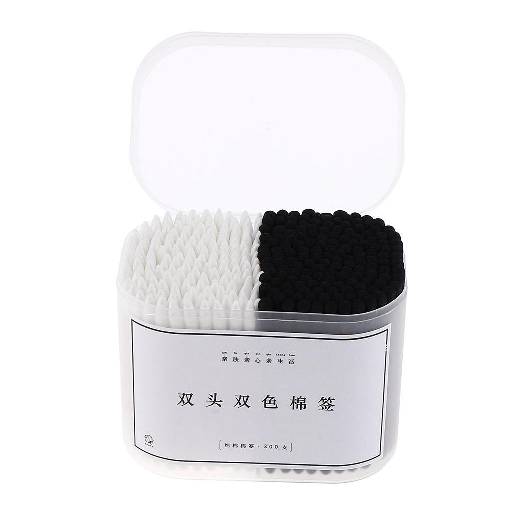 6x300Pcs Cotton Swabs Buds Spiral Pointed Tips Makeup Applicators White Black