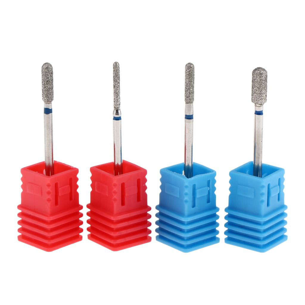 4x4pcs Nail Drill Bits 3/32 Diamond Cuticle Clean Electric Files Buffing Bits"