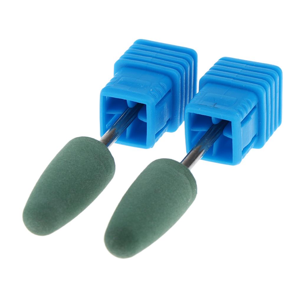 2x2pcs Pro Silicone Nail Polishing Cuticle Pusher Nail Art File Drill Bit X03