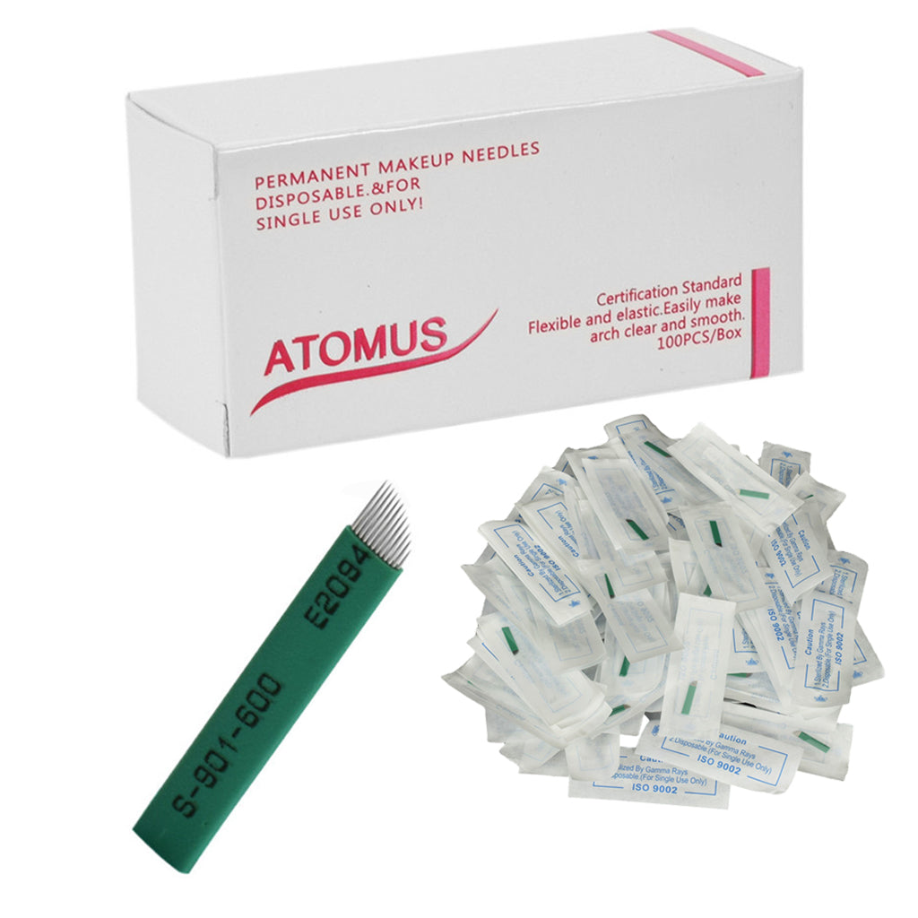 100 Eyebrow Blades Microblading Tattoo Brows Needles Make-up Tools 12 Pins