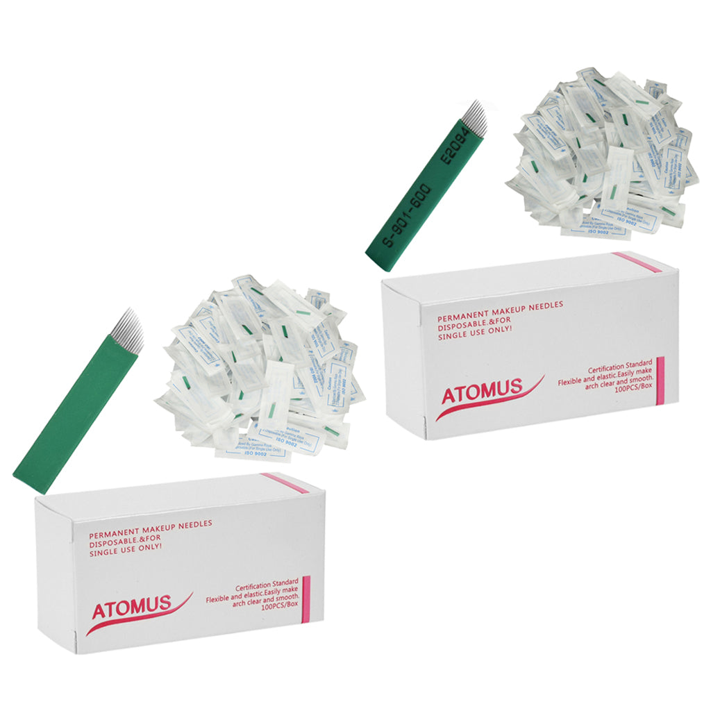 100 Eyebrow Blades Microblading Tattoo Brows Needles Make-up Tools 12 Pins