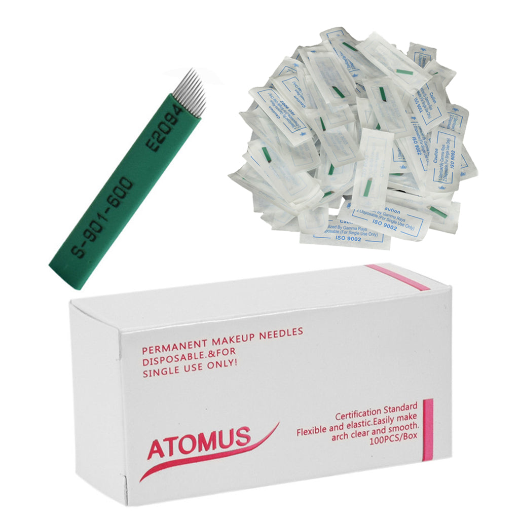 100 Eyebrow Blades Microblading Tattoo Brows Needles Make-up Tools 12 Pins