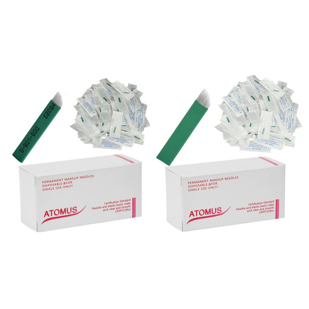 100 Eyebrow Blades Microblading Tattoo Brows Needles Make-up Tools 12 Pins