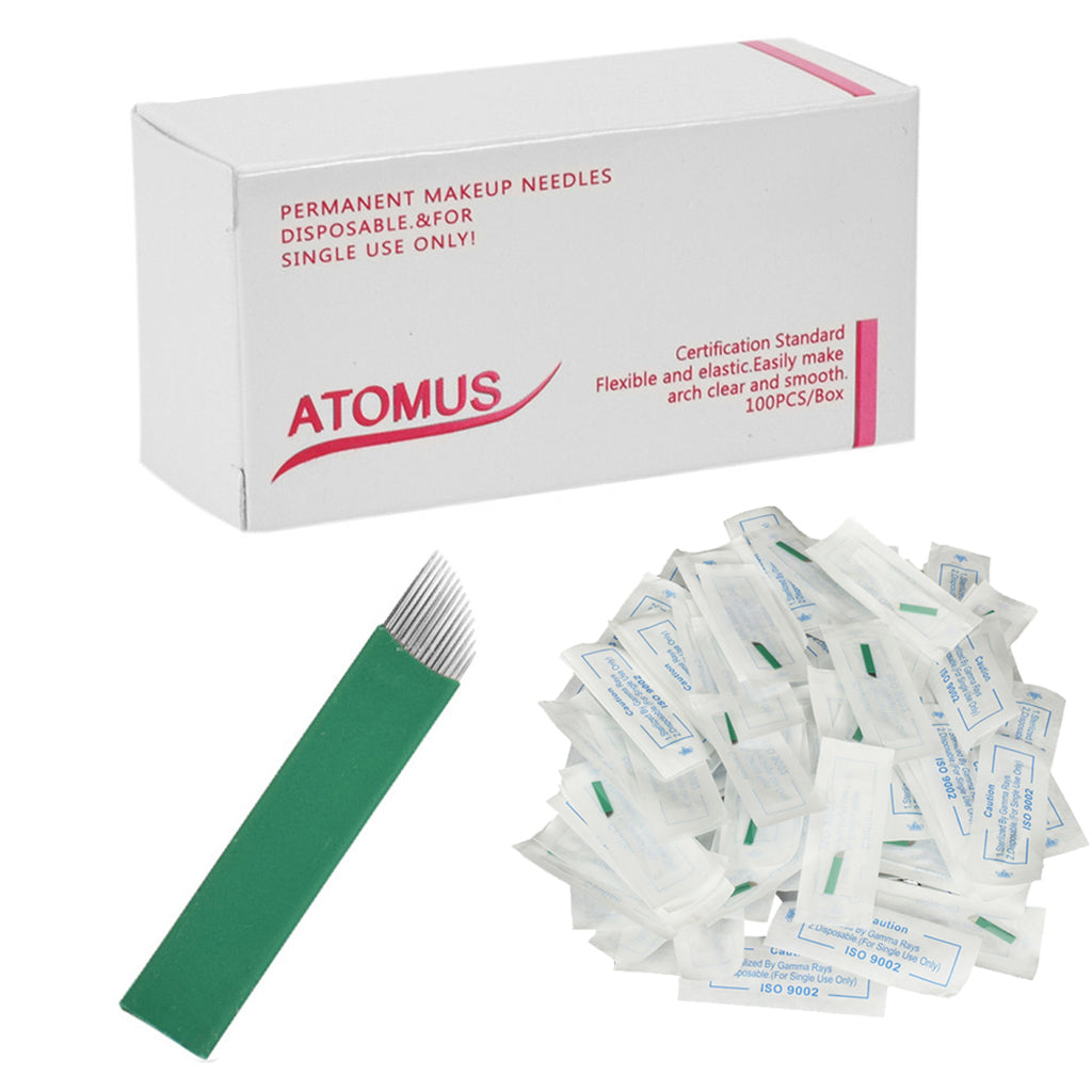 100 Eyebrow Blades Microblading Tattoo Brows Needles Make-up Tools 14 Pins