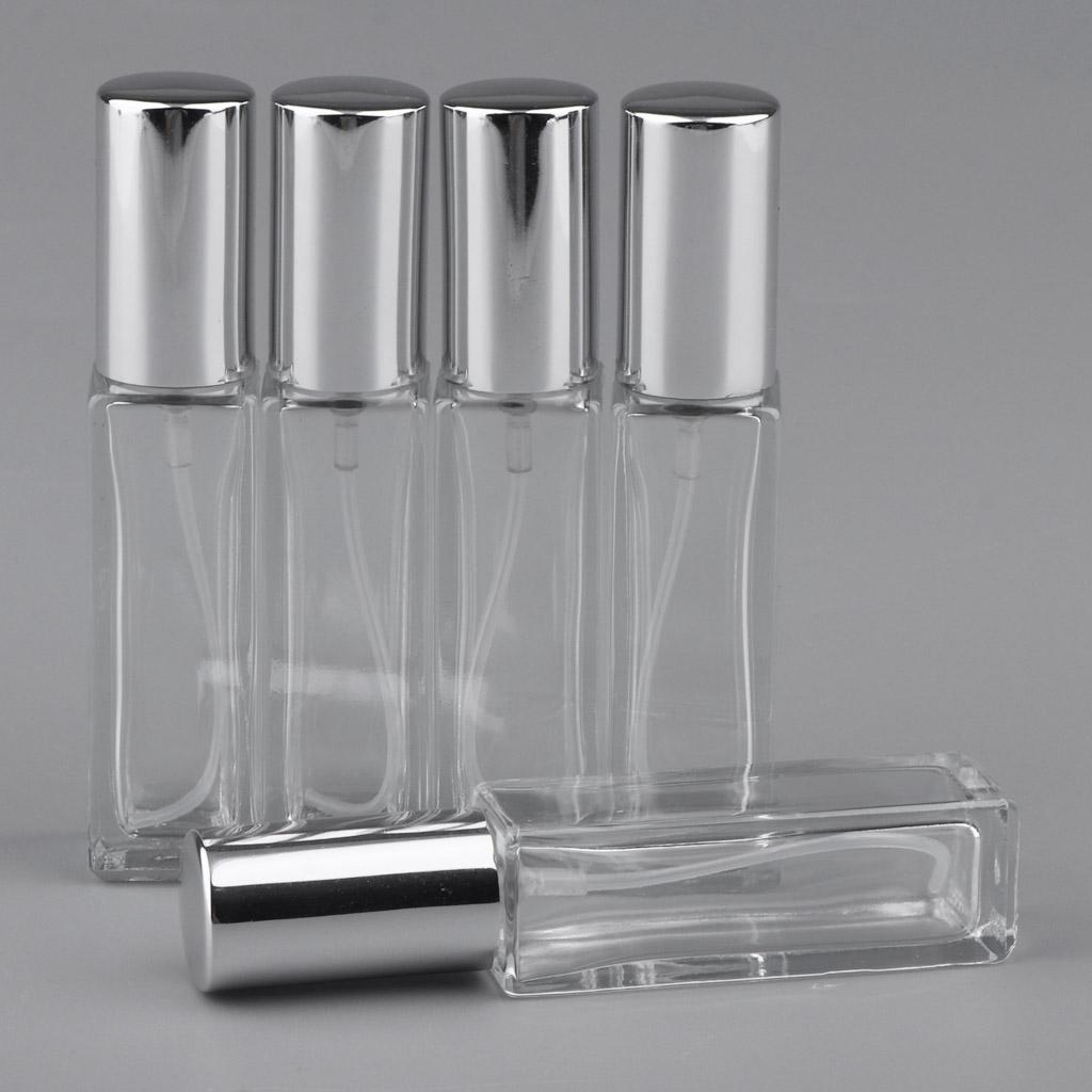 2x5x 8ml Refillable Perfume Atomizer Empty Spray Bottle Silver Cap