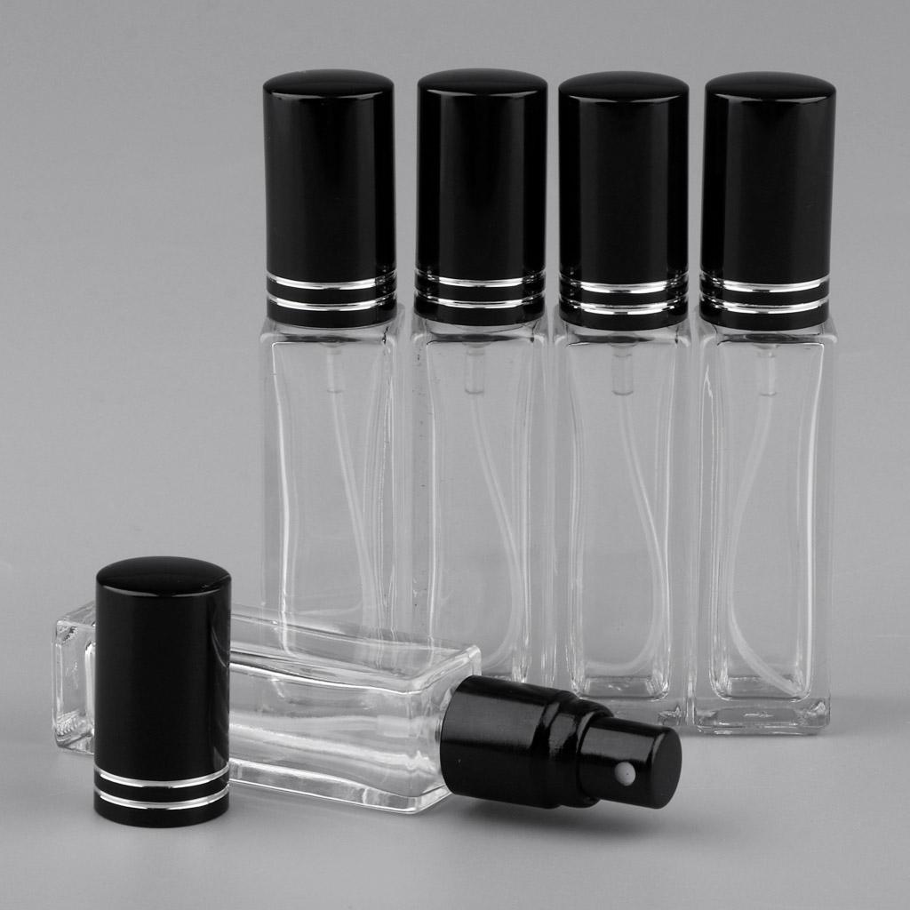 4x5x 8ml Refillable Perfume Atomizer Empty Spray Bottle Black Cap With Stripe