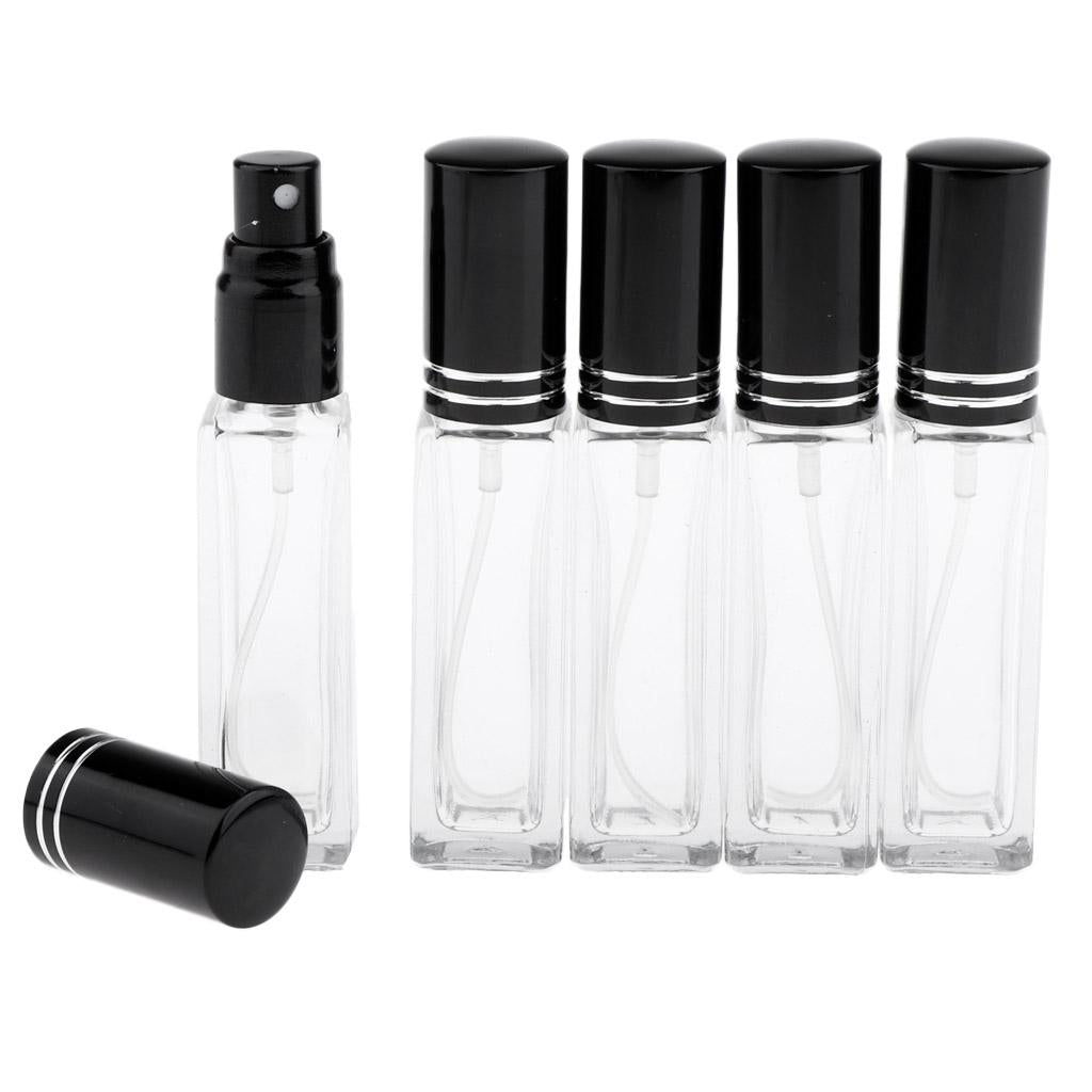 3x5x 8ml Refillable Perfume Atomizer Empty Spray Bottle Black Cap With Stripe