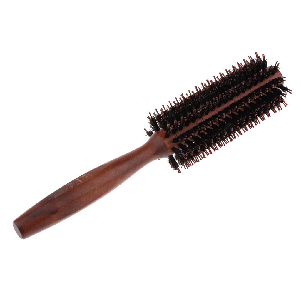 4xBristles Wood Round Styling Hairbrush Roll Comb for Curling Straight Hair 01