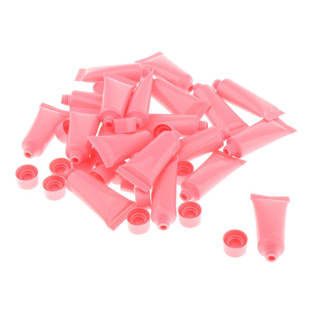 20x 10ml Empty Plastic Tubes Bottles for Body Lotion Cream Lip Gloss Pink
