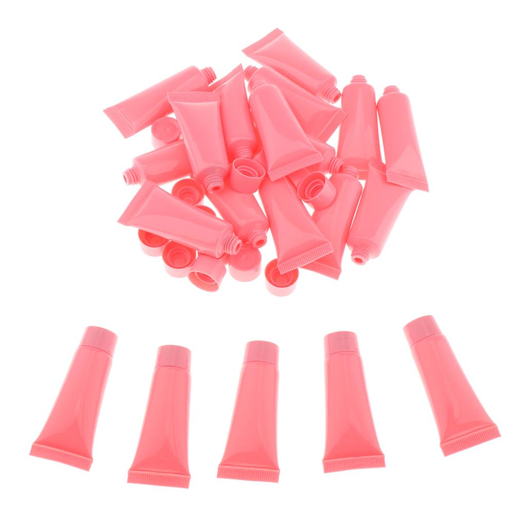 20x 10ml Empty Plastic Tubes Bottles for Body Lotion Cream Lip Gloss Pink