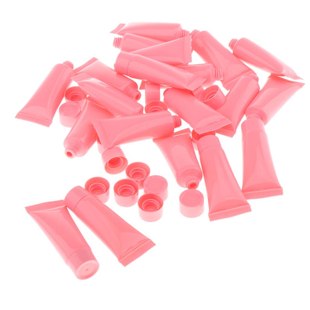 20x 10ml Empty Plastic Tubes Bottles for Body Lotion Cream Lip Gloss Pink