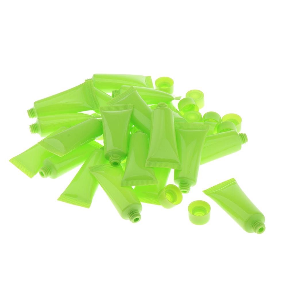 20x 10ml Empty Plastic Tubes Bottles for Body Lotion Cream Lip Gloss Green