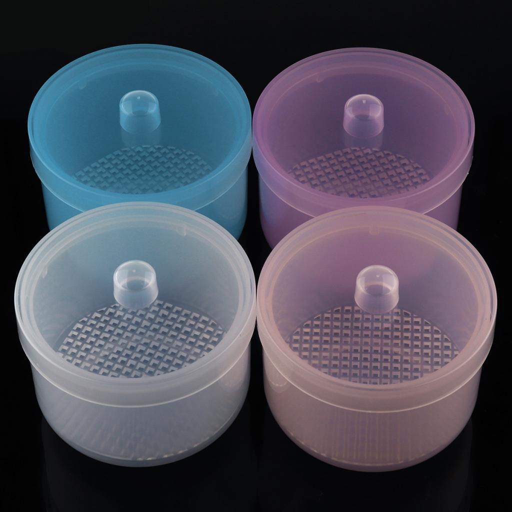 3xPlastic Nail Art Drill Bits Cleaning Storage Box Grinding Head Case Clear