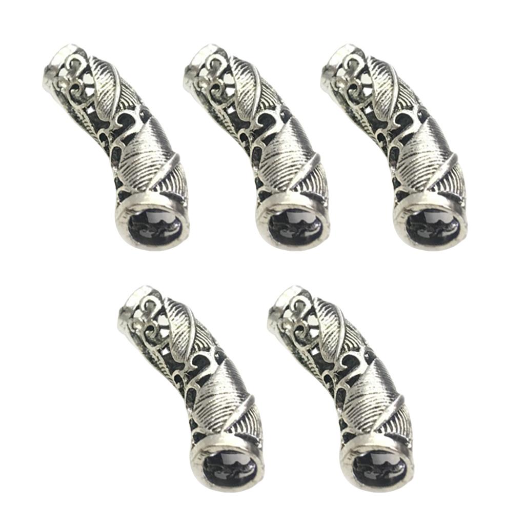 2x5pcs 9mm Alloy Metal Dreadlock Beads Hair Braid Rings DIY Cuff Clips Tube