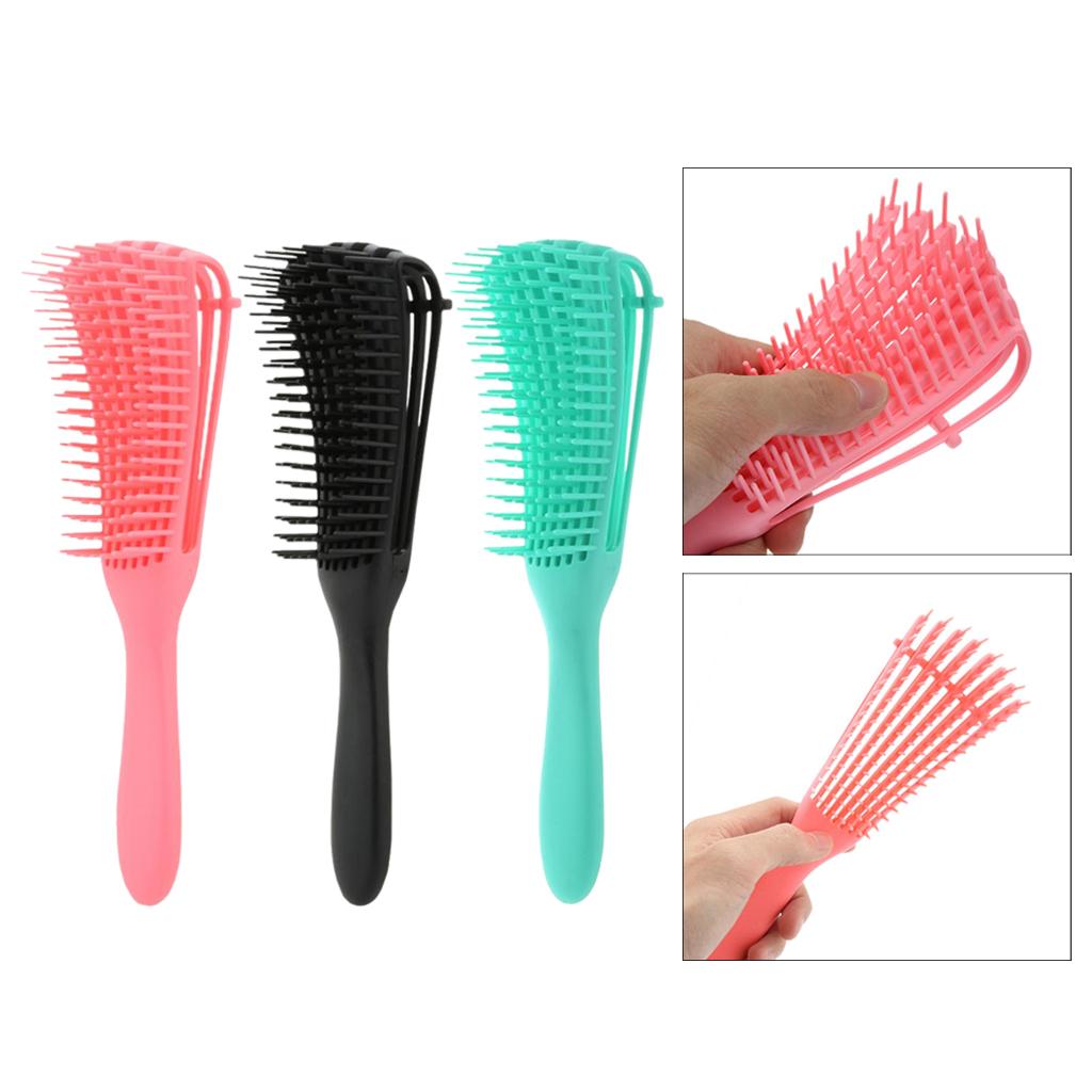 2xPlastic Antistatic Detangling Hairbrush Comb for Long Thick Curly Hair Pink