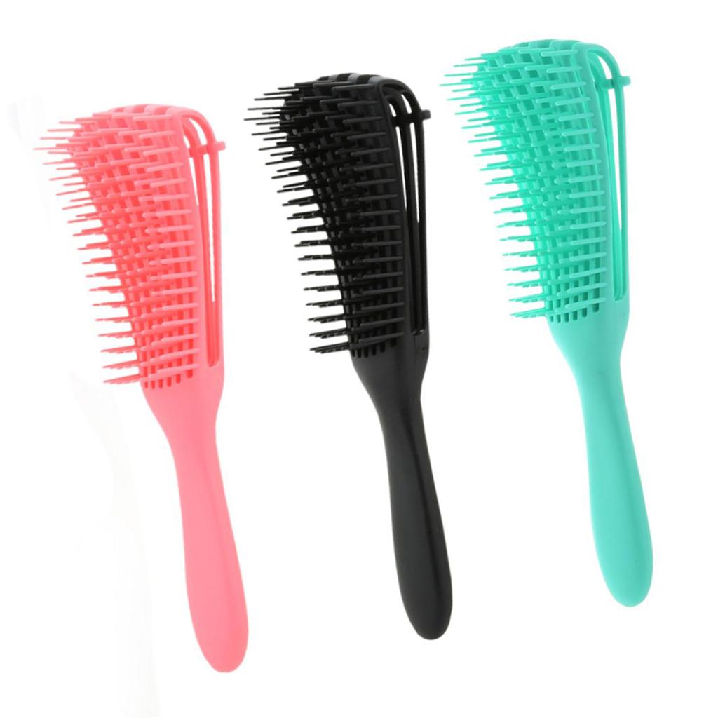 3xPlastic Antistatic Detangling Hairbrush Comb for Long Thick Curly Hair Pink