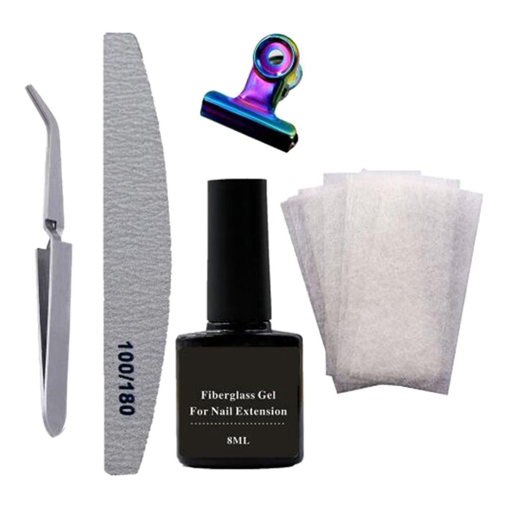 4xNail Art Non-woven Silk Fiberglass Gel Tip Extension Fiber Kit