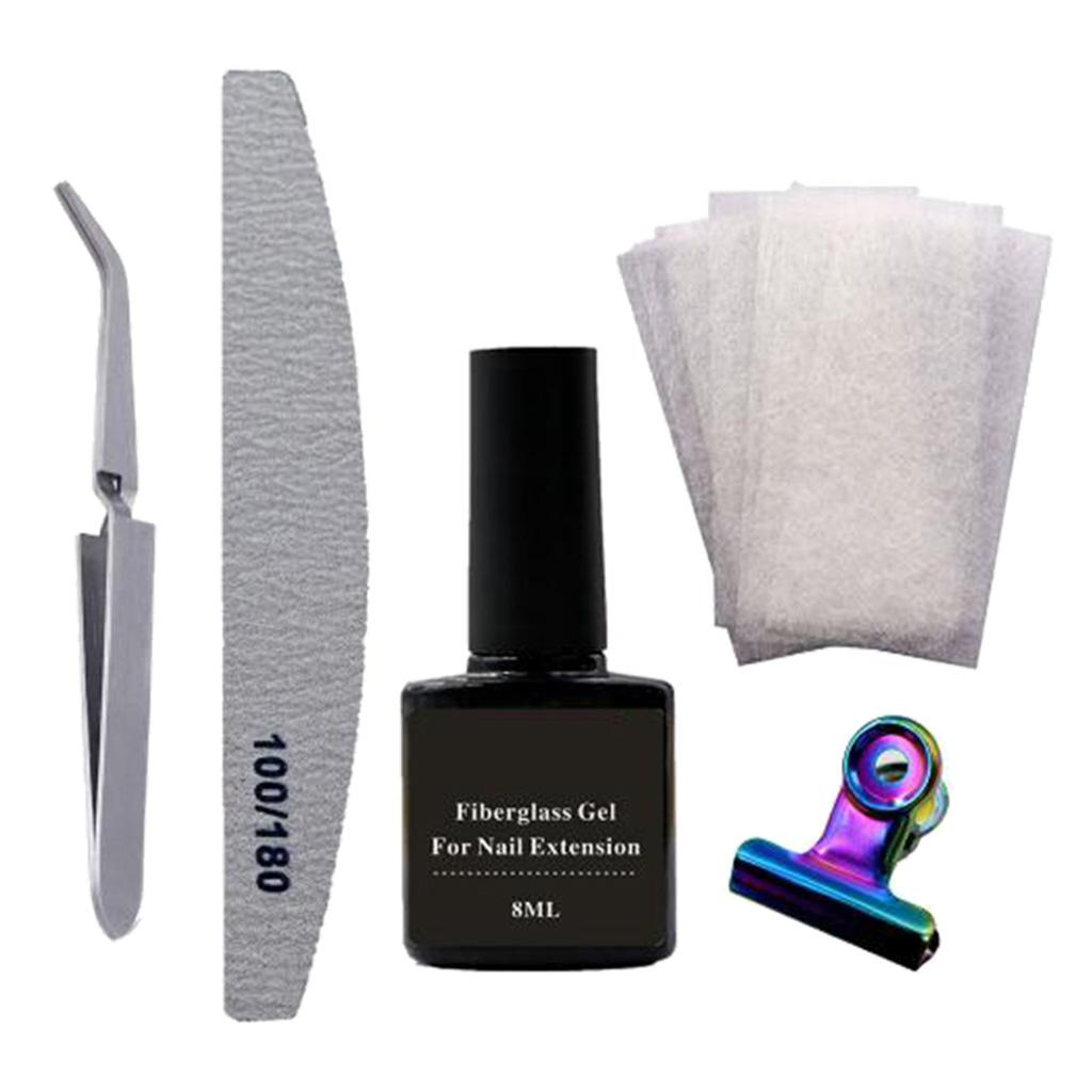 4xNail Art Non-woven Silk Fiberglass Gel Tip Extension Fiber Kit