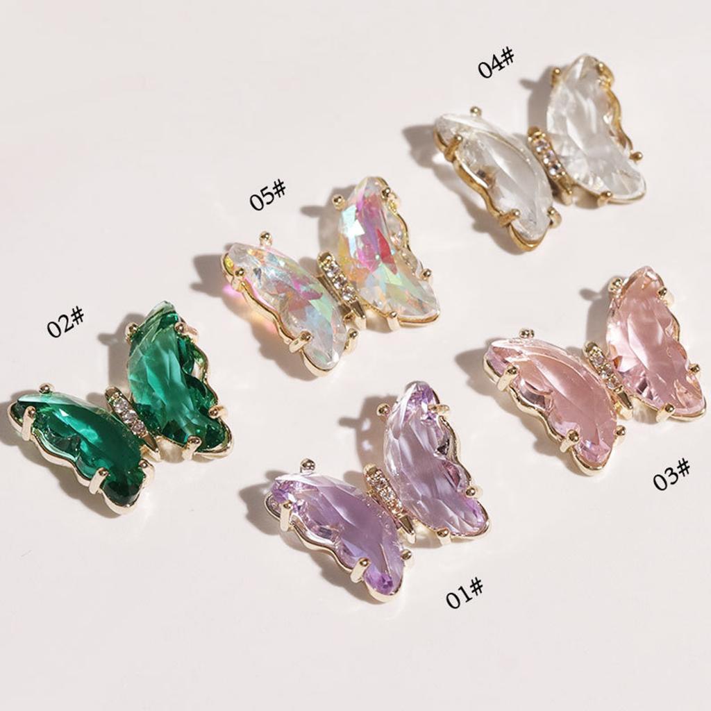 4x3D Manicure Nail Butterfly Resin Flakes Salon Colorful Crystals 01