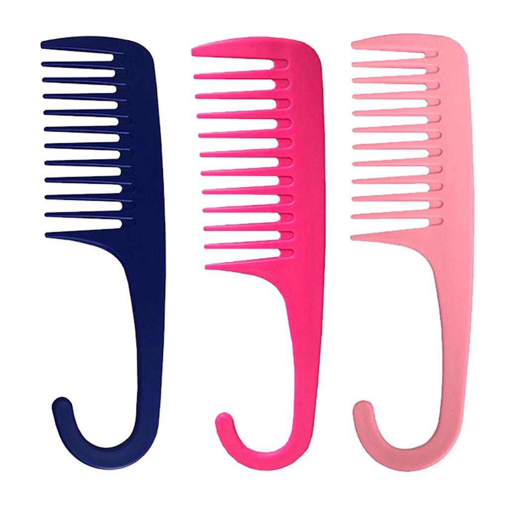 4xWide Tooth Comb Shower Comb With Hook for Long Wet Dry Hair Free red