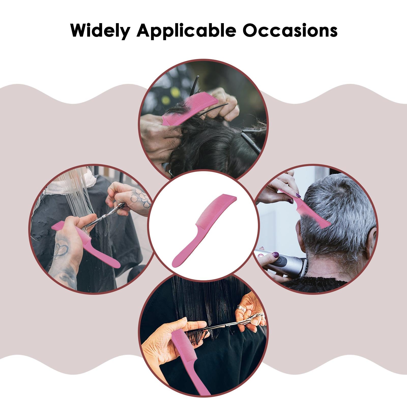 3xBarber Stylist Curved Styling Comb Flat Top Hairdressing Comb Pink