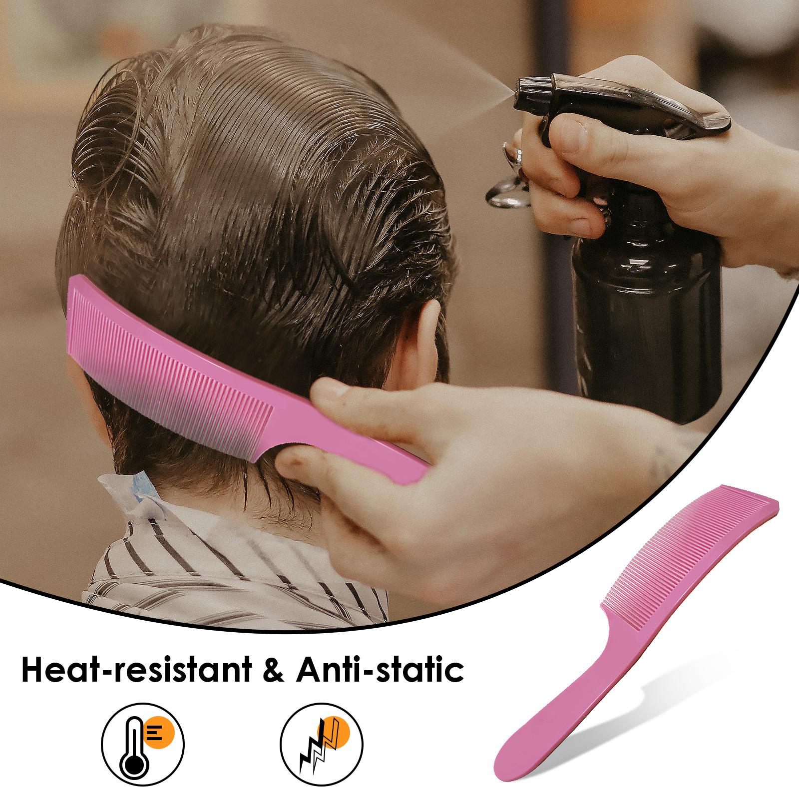 4xBarber Stylist Curved Styling Comb Flat Top Hairdressing Comb Pink