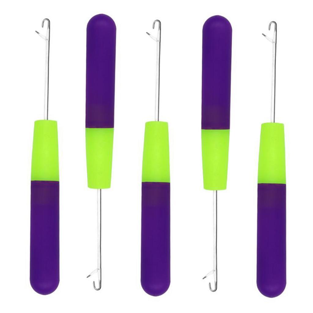 4x5 Packs 6in Latch Hook Crochet Needle for Braids Hair Extension Weave Purple
