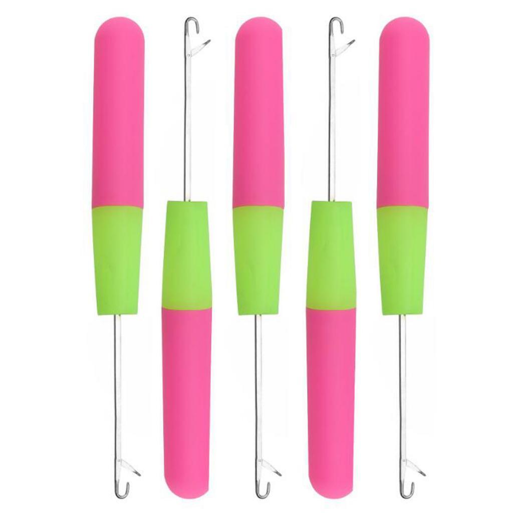 3x5 Packs 6in Latch Hook Crochet Needle for Braids Hair Extension Weave Pink