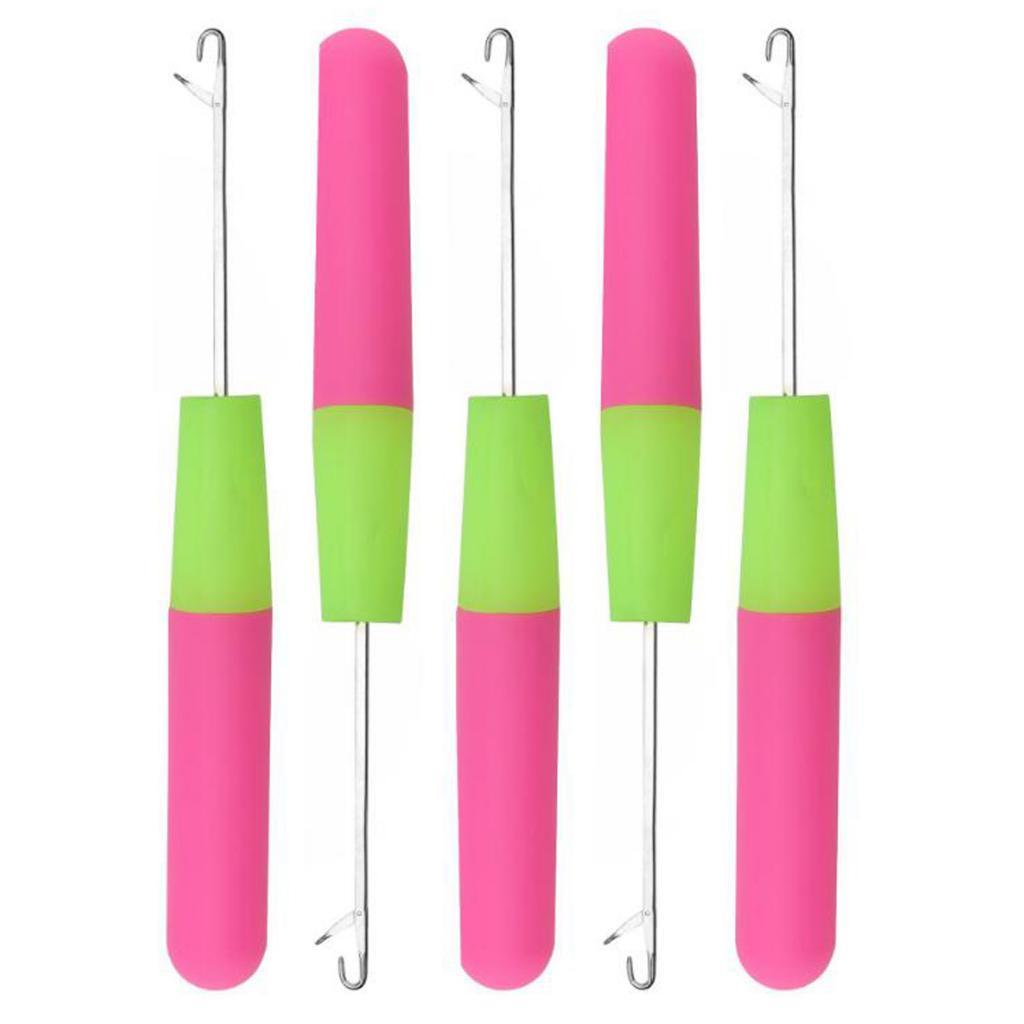 4x5 Packs 6in Latch Hook Crochet Needle for Braids Hair Extension Weave Pink