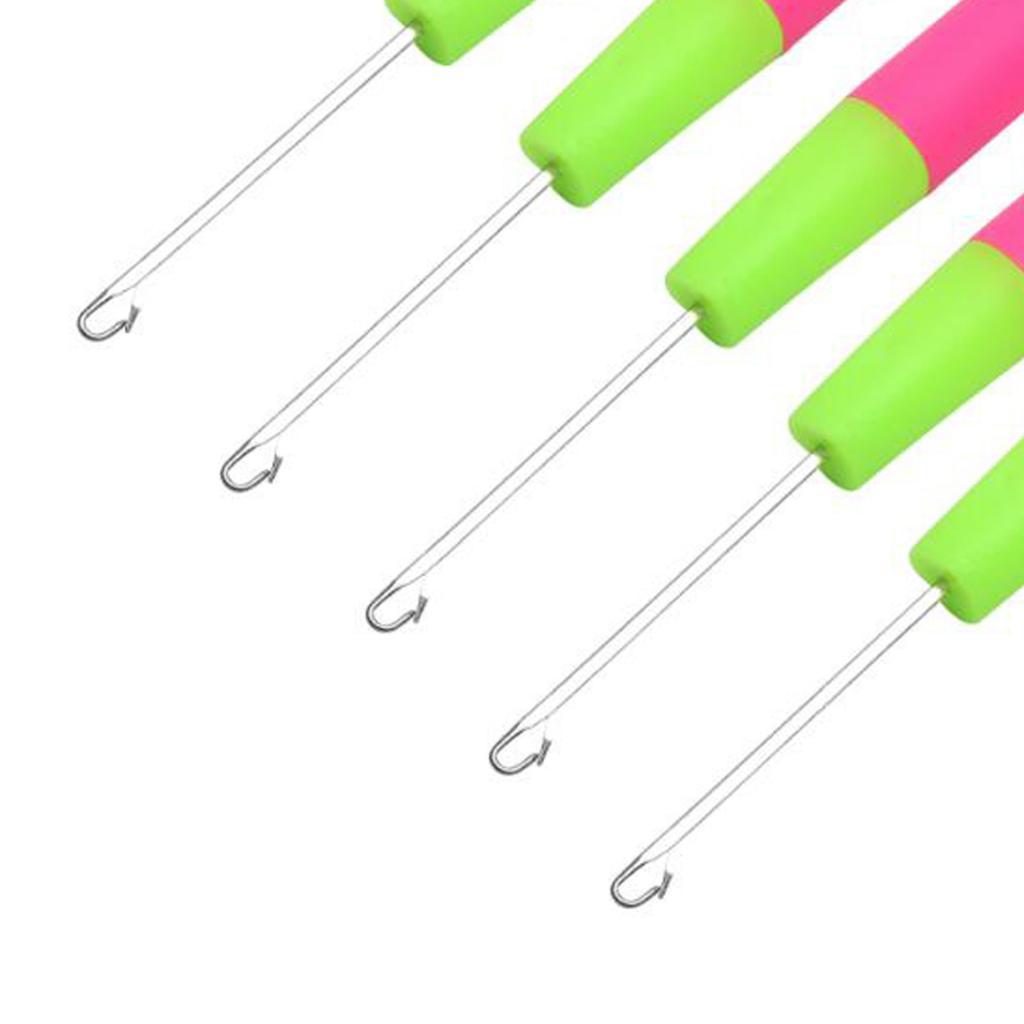 3x5 Packs 6in Latch Hook Crochet Needle for Braids Hair Extension Weave Pink