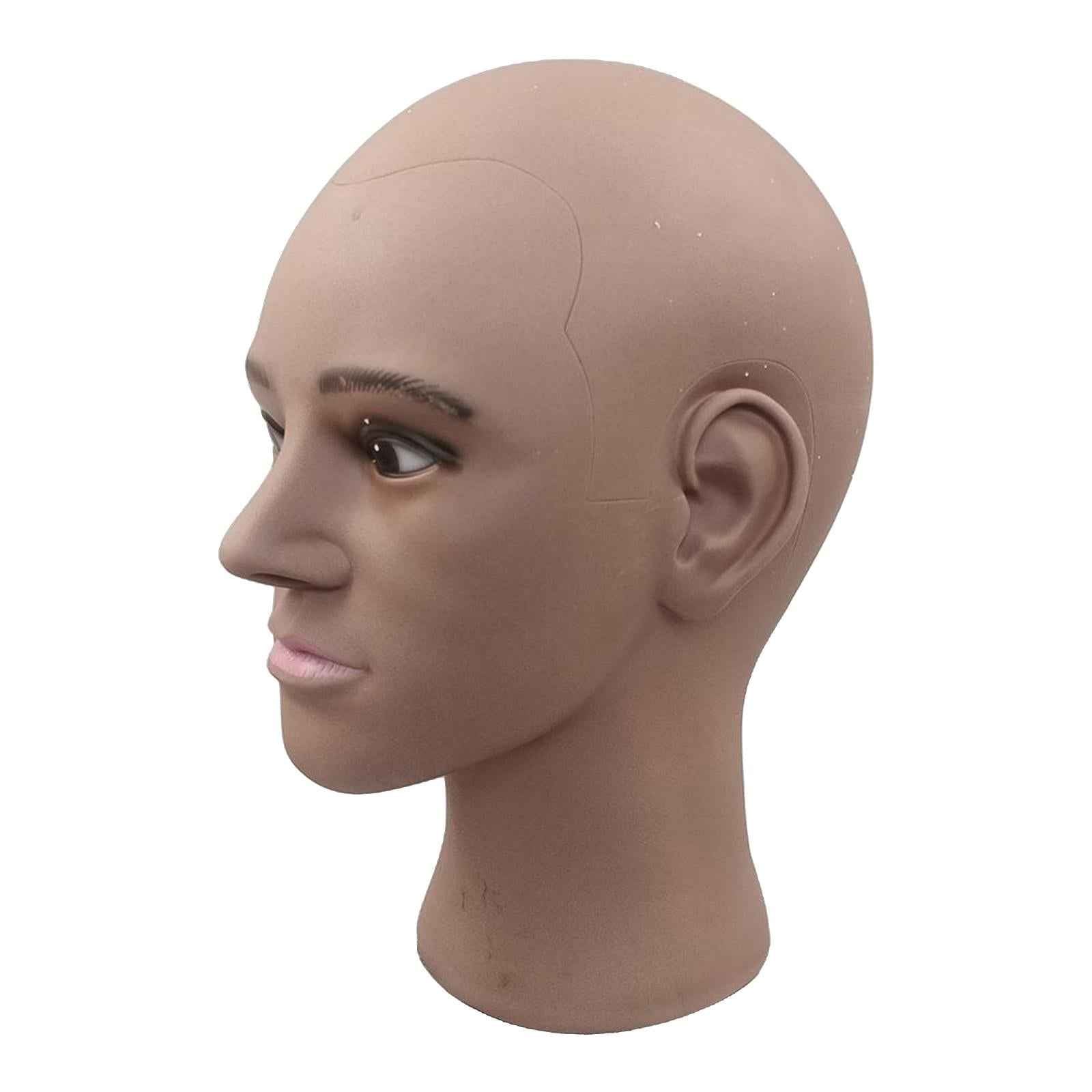 Male Men Bald Mannequin Head Glasses Headset Display Stand Dark Coffee