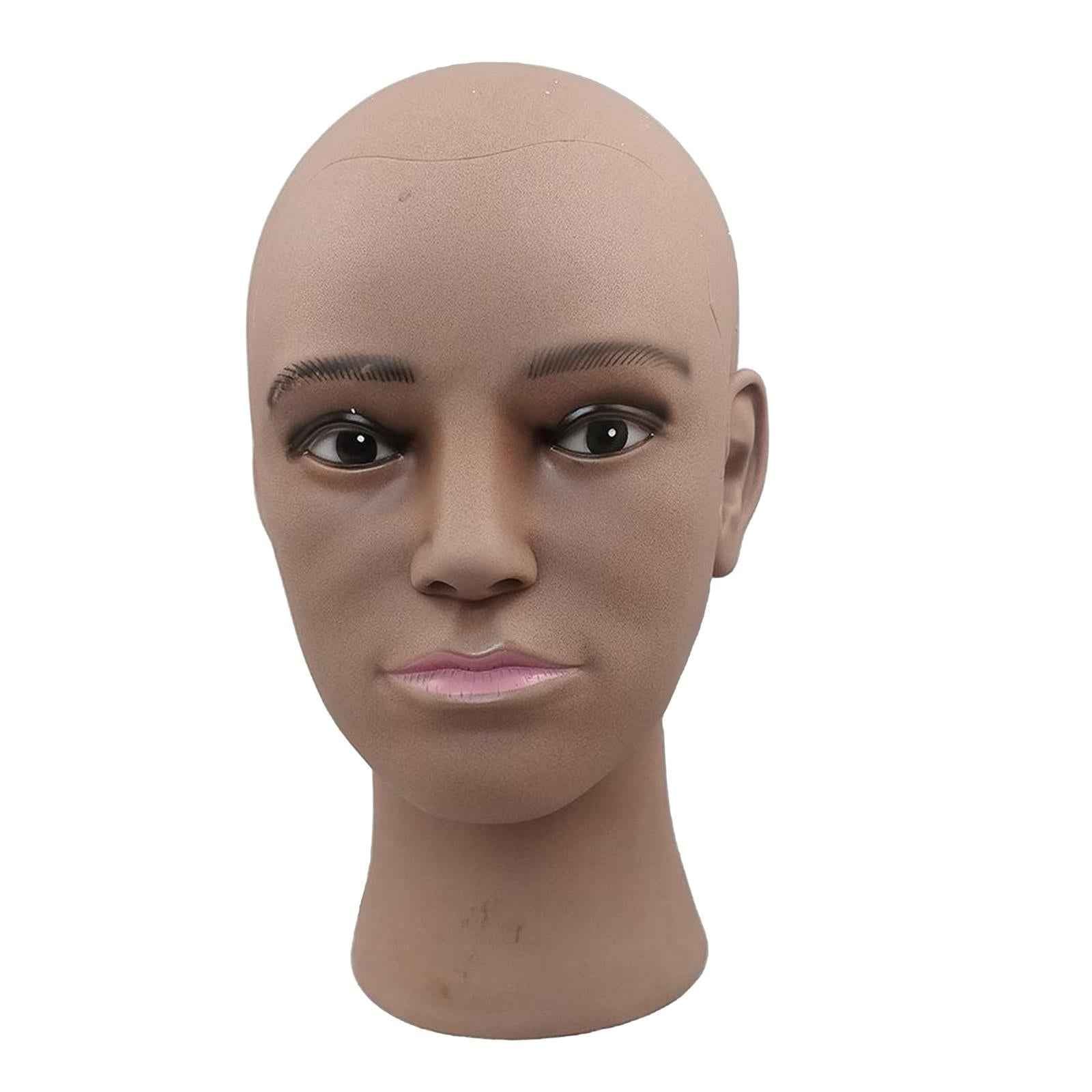 Male Men Bald Mannequin Head Glasses Headset Display Stand Dark Coffee
