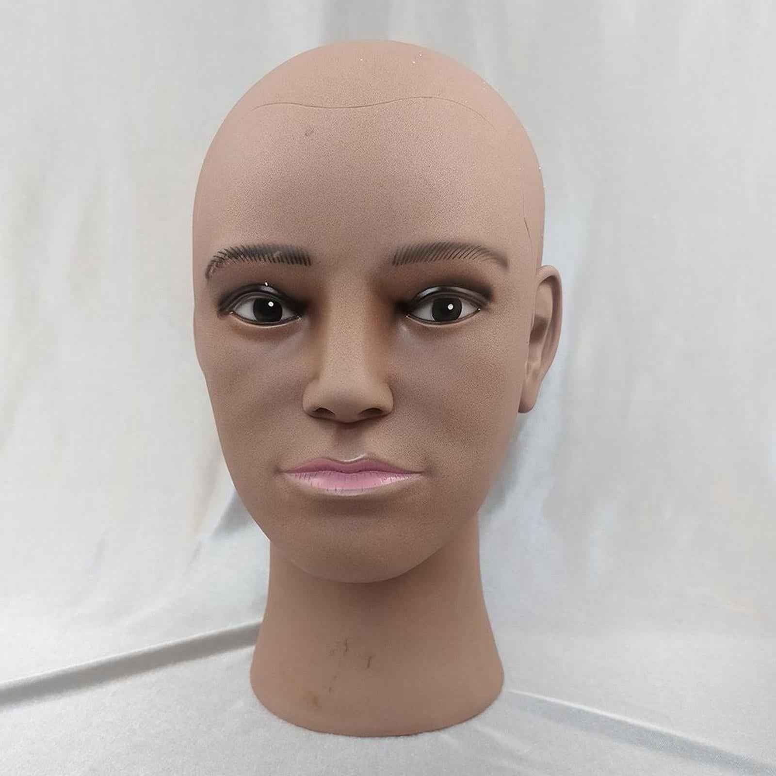 Male Men Bald Mannequin Head Glasses Headset Display Stand Dark Coffee