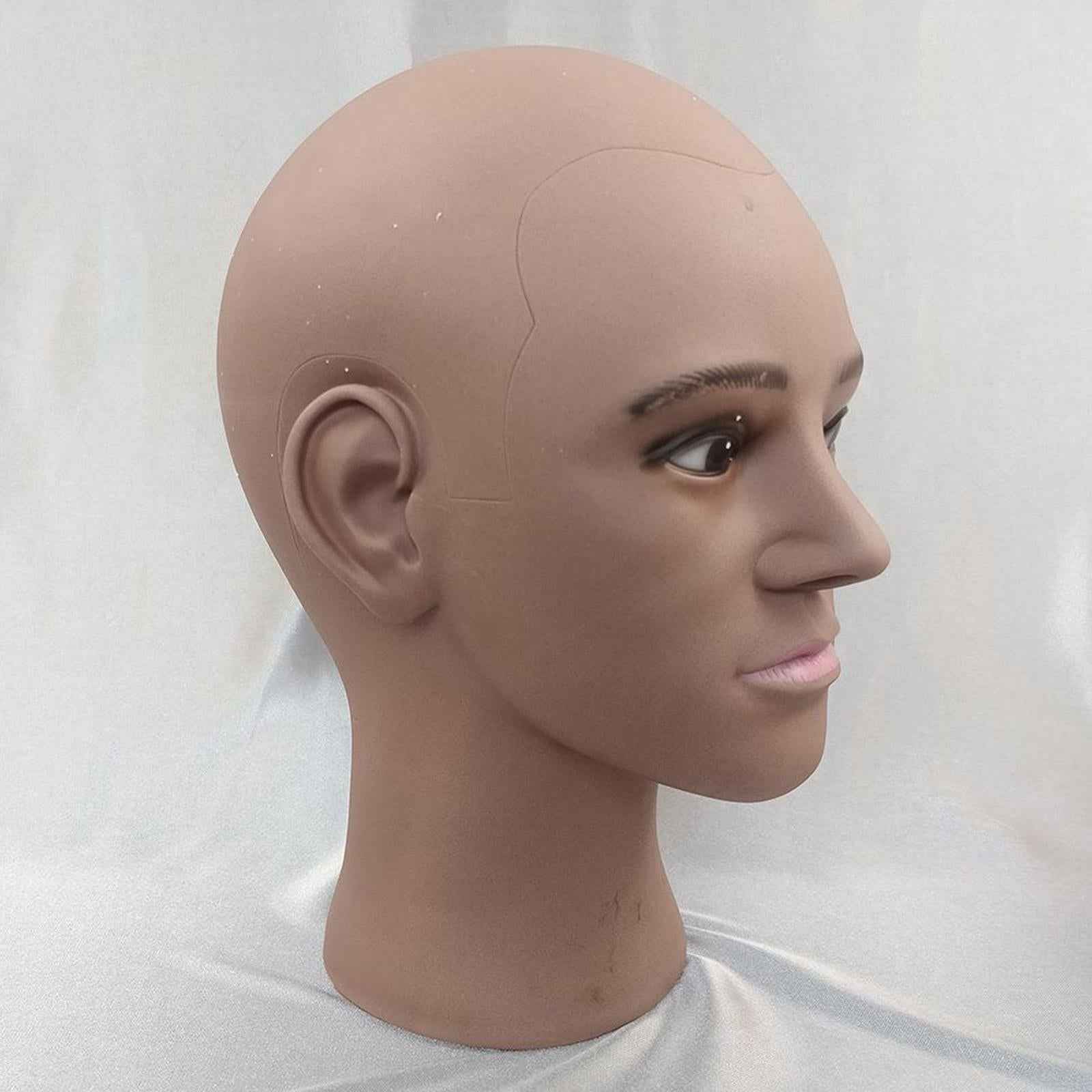 Male Men Bald Mannequin Head Glasses Headset Display Stand Dark Coffee
