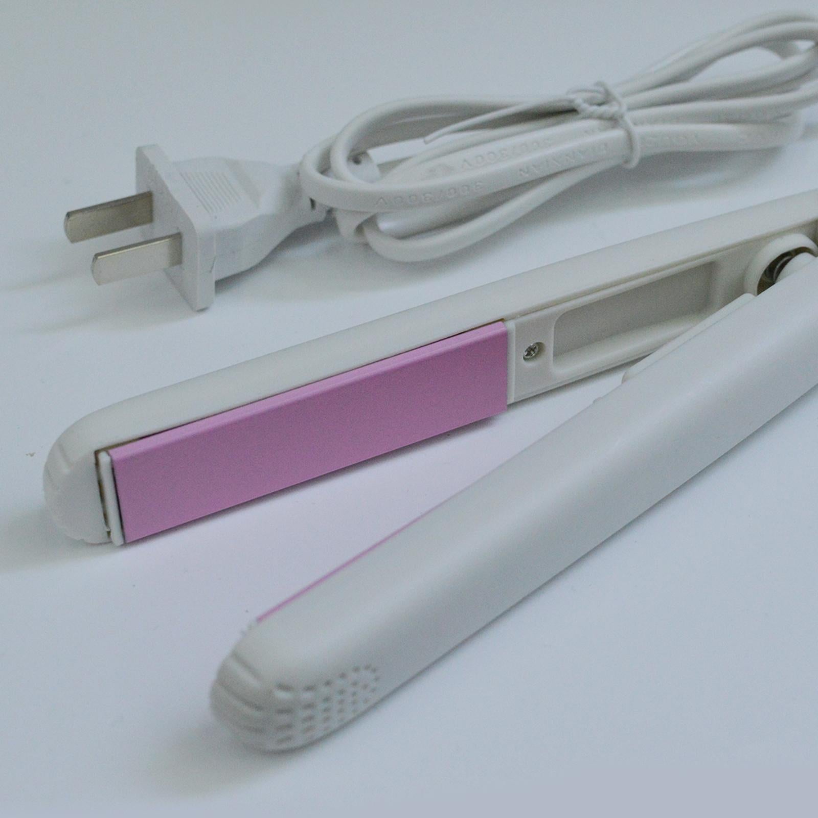 4xPortable Mini Hair Straightener Flat Iron Curler DIY Hair Styling White