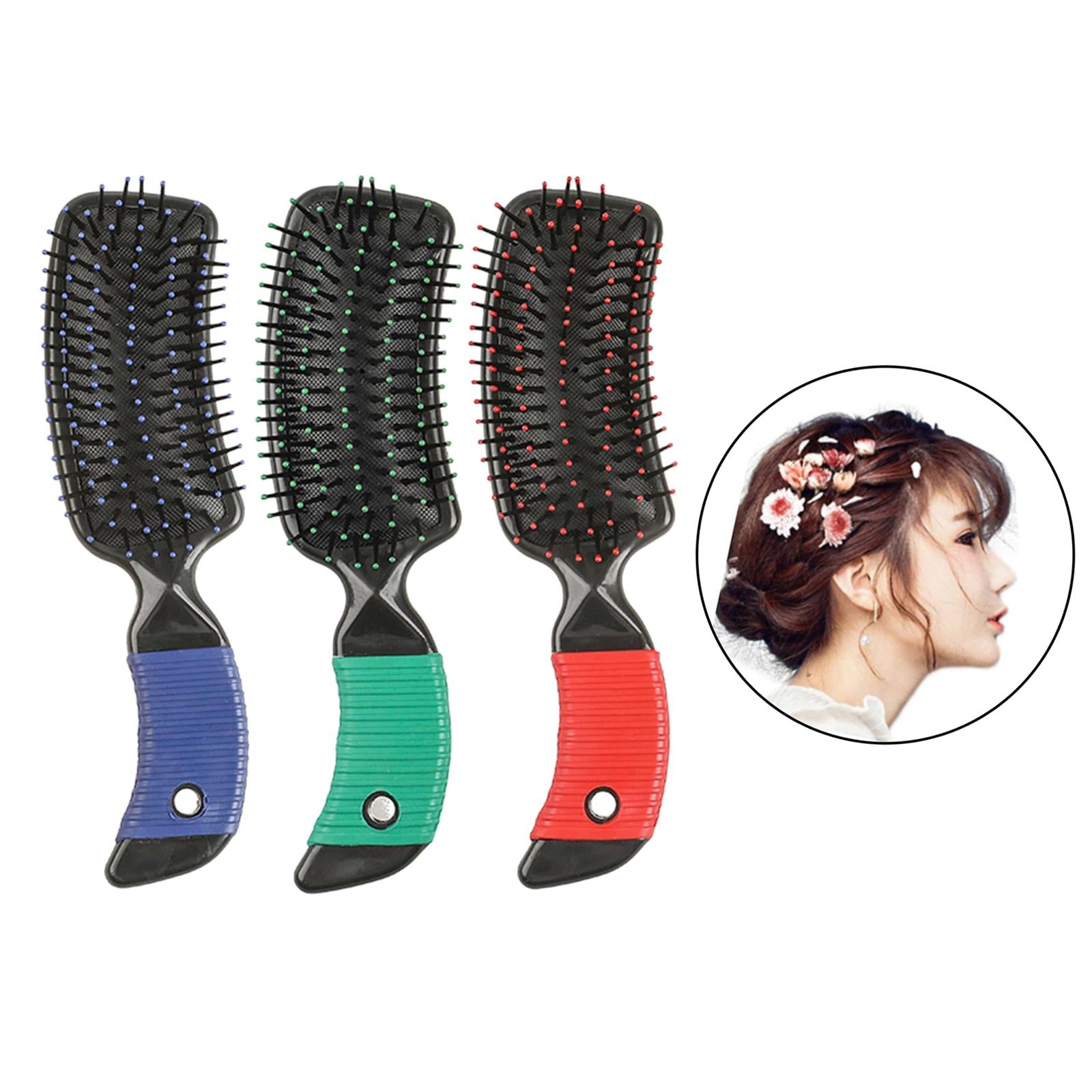 3xCushion Hairbrush Massage Comb Brush Detangling Comb for Salon Home Red