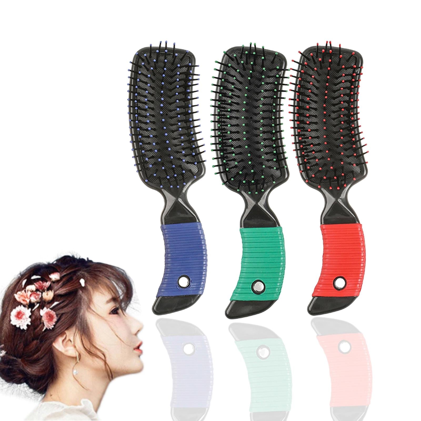 3xCushion Hairbrush Massage Comb Brush Detangling Comb for Salon Home Red