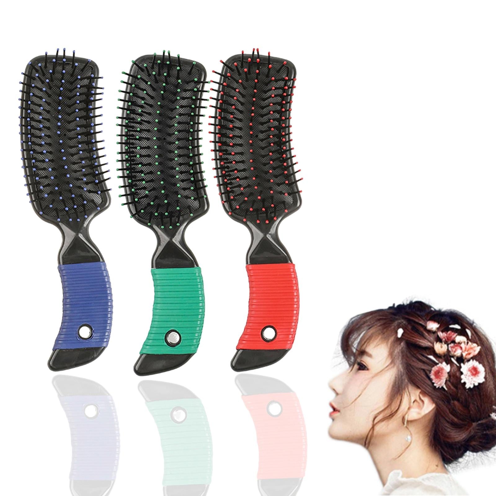 3xCushion Hairbrush Massage Comb Brush Detangling Comb for Salon Home Red