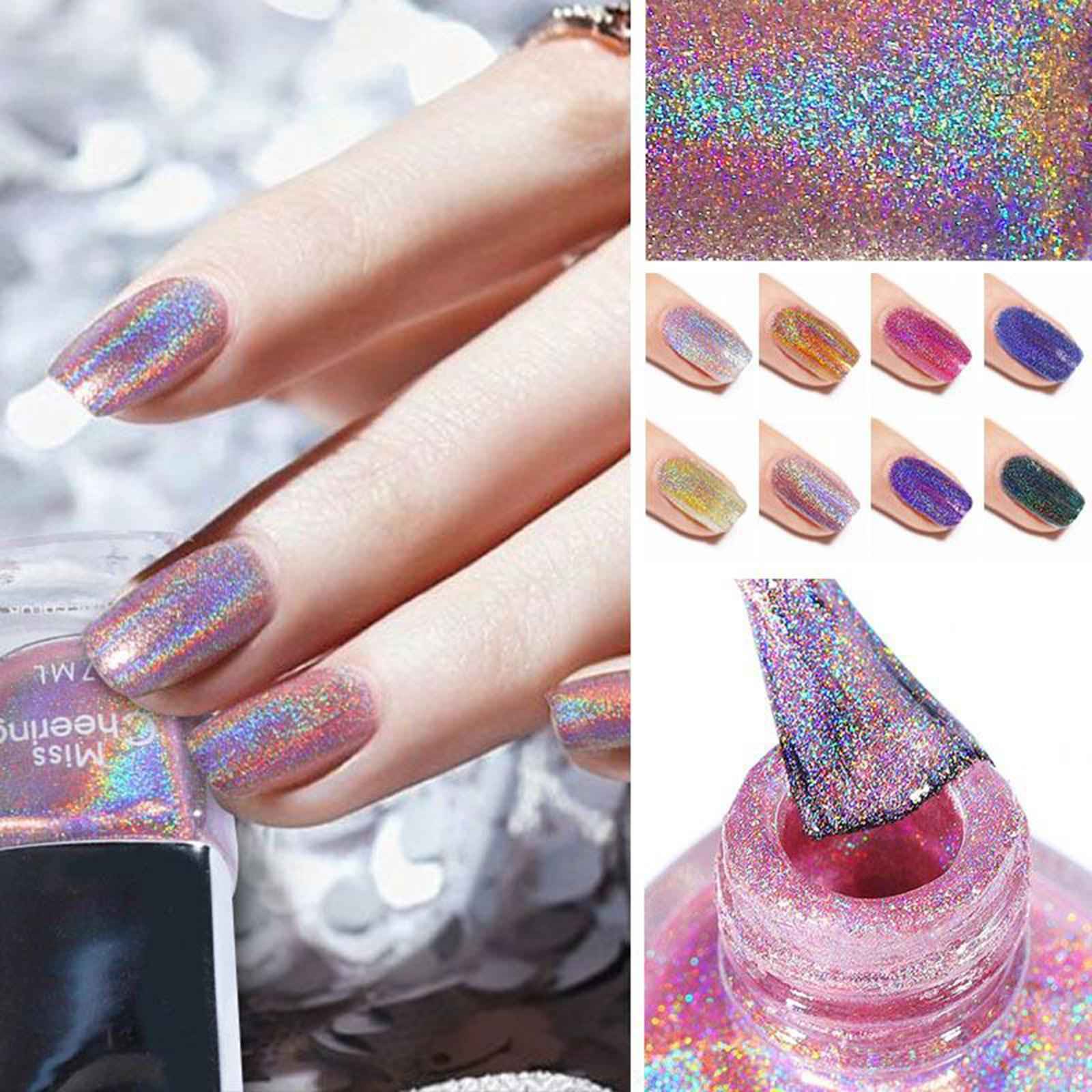 Holographic Powder Sequins Glitter Nail Art Polish Tips Decoration 7ml LS06