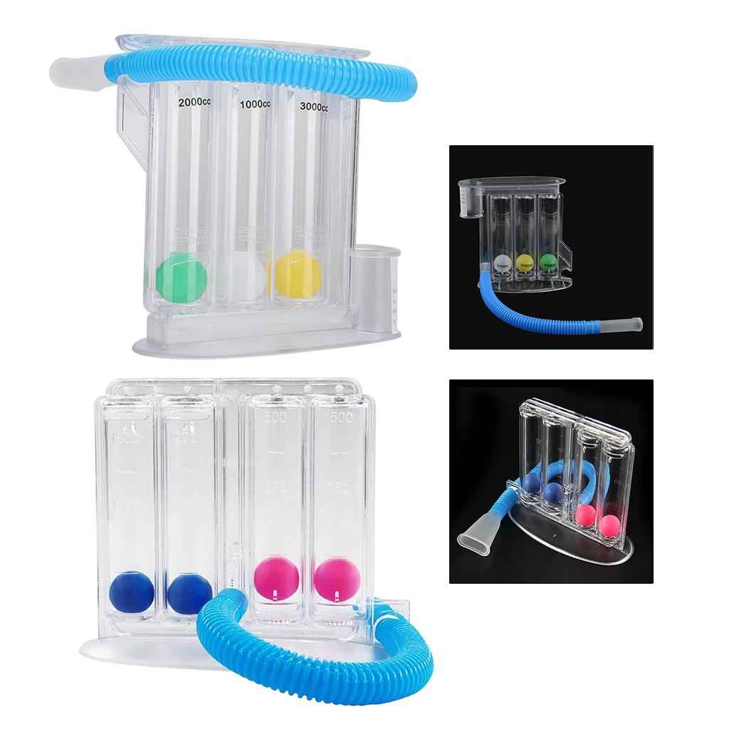 Lung Deep Breathing Trainer Exerciser Device Incentive Spirometer 3 Balls