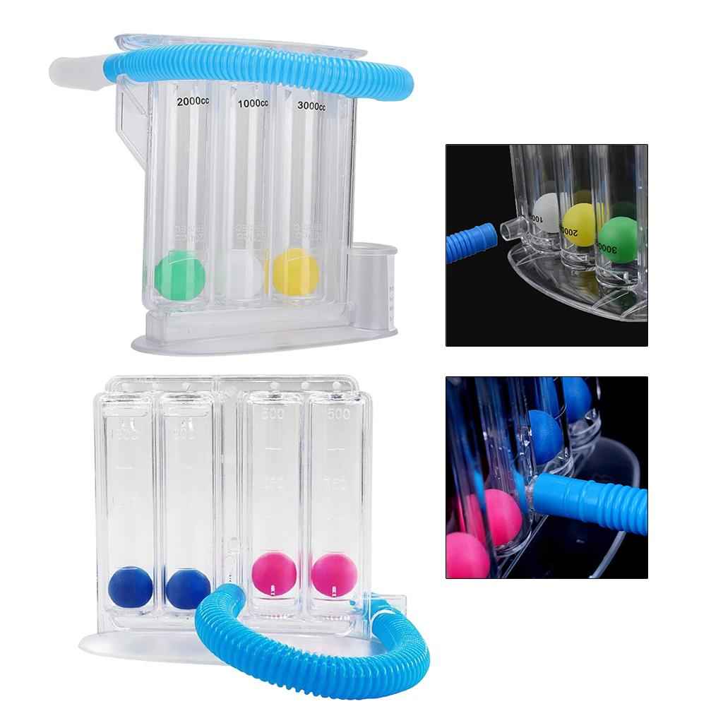 Lung Deep Breathing Trainer Exerciser Device Incentive Spirometer 3 Balls