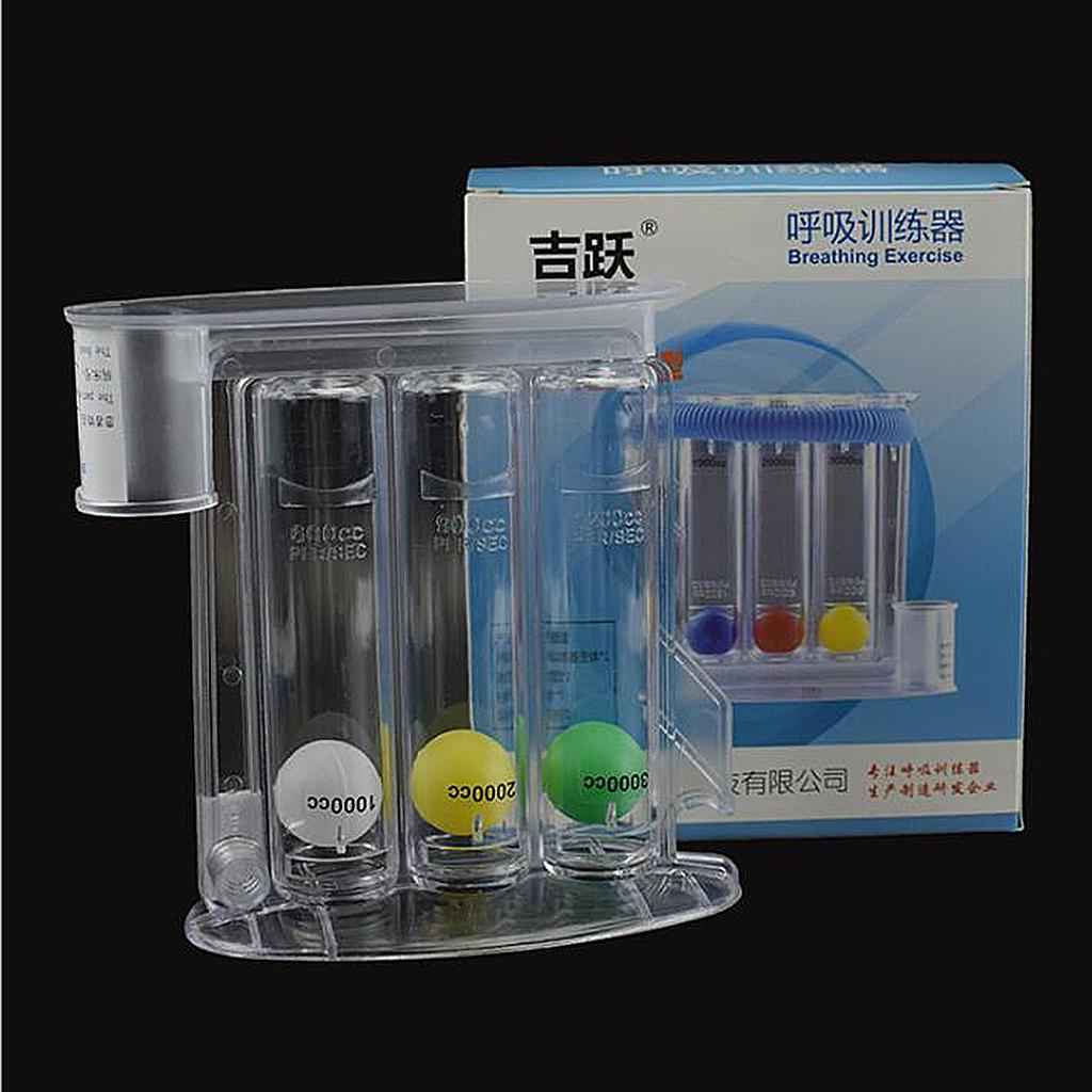 Lung Deep Breathing Trainer Exerciser Device Incentive Spirometer 3 Balls