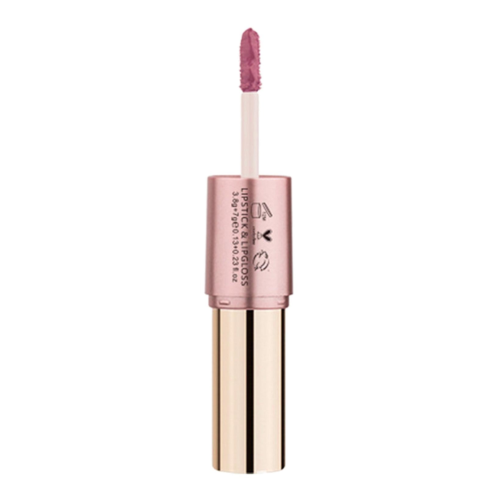 2xCompact 2 in 1 Waterproof Matte Lipstick Lip Gloss Lipgloss Color 01
