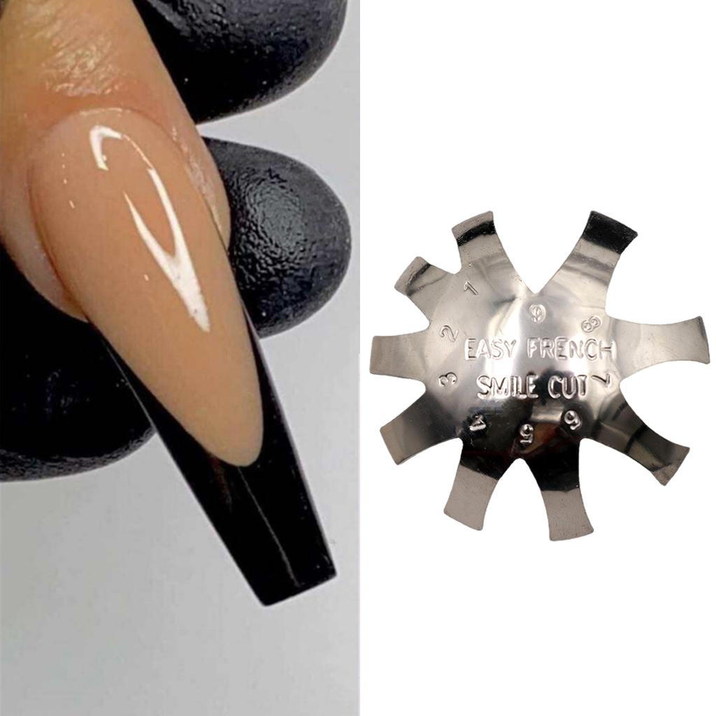 4xEasy French Tip Trim Edge Trimmer Cutter Stencil Nail Art Tool Silver