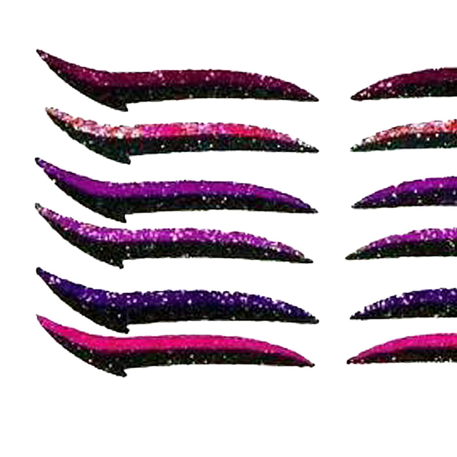 2xReusable Eyeliner Stickers Makeup Eyeshadow Cat Eye 6 Pair Pink+Purple