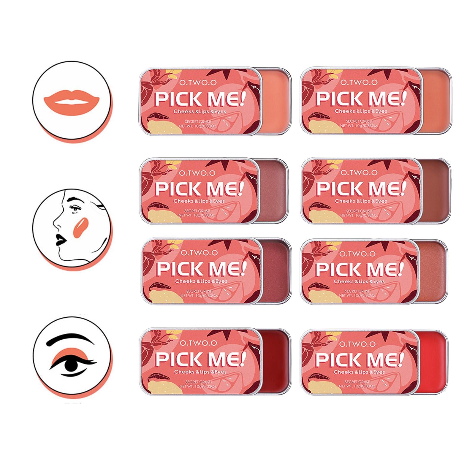 3x3-in-1 Lipstick Eye Shadow Blush Repairing Palette Monochrome Rouge Cream A