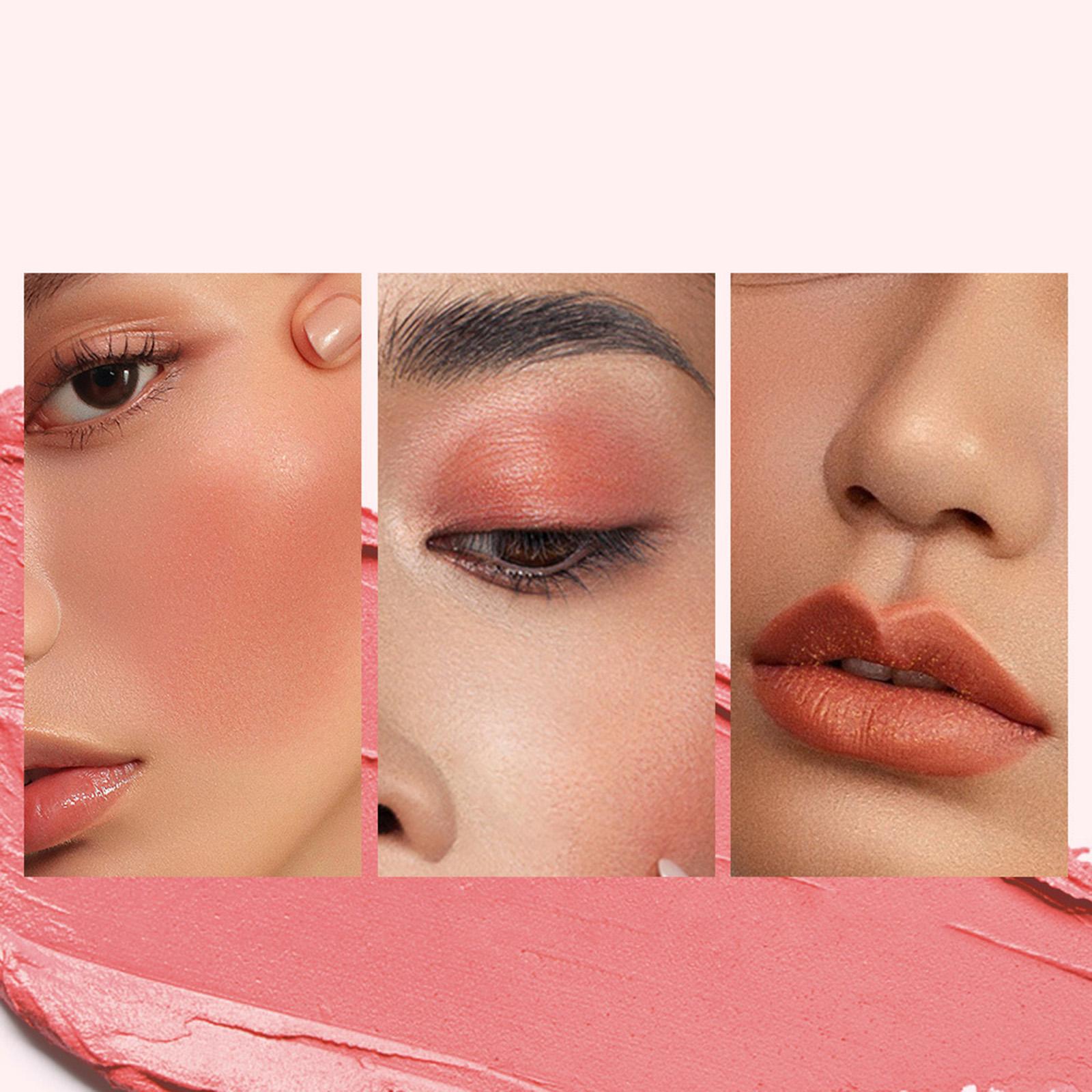 4x3-in-1 Lipstick Eye Shadow Blush Repairing Palette Monochrome Rouge Cream B